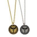 Gastric Surgery Medical Alert Necklace with Dual-Engraved Pendant and Caduceus Charm by BariatricPal