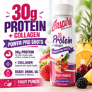 Inspire Fruit Punch + Collagen Power Shot with 30 grams of protein in a 3-fluid-ounce bottle.
