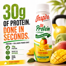 Inspire + Collagen Protein Shot with 30grams of protein in a 3-fluid-ounce bottle.
