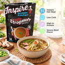 Inspire Protein Kitchen Creamy Beef Stroganoff Bone Broth Instant Hot Meal with 15 grams of protein per serving. Contains 14 servings.