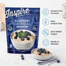 Inspire Blueberry Protein Oatmeal with 15 grams of protein, real instant oats, zero added sugar and 115 calories per serving. Ready in minutes.