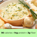 Inspire Chive Egg Scramble Mix. Each packet has 90 calories, 14 grams of protein, 6 grams of carbs and 3 grams of fiber.