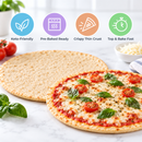Inspire Artisan Thin Pizza Crust twin-pack packaging with Nutrition Facts, ingredients, preparation directions and storage instructions. Each quarter crust has 50 calories, 1 gram of net carbs and 7 grams of protein.