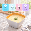 Inspire Cream of Chicken Soup Mix beside the seven-packet box. A low-carb, high-protein instant hot meal ready in minutes.