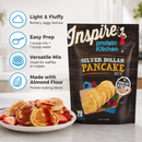 Inspire Silver Dollar Pancake Mix by Protein Kitchen, just 100 calories, 10g protein, 4g carbs, and 28 servings.