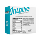 Back of Inspire Chocolate Fudge Protein Bars box showing Nutrition Facts, ingredients and allergen information. One bar contains 170 calories and 14g protein.