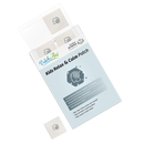 A box of "Kids Relax & Calm Patch" contains patches designed to help reduce stress and anxiety, featuring a floral design and information about its benefits on the packaging.