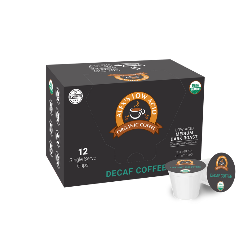 Alex's Low Acid Organic Coffee™ Single Serve Cups - Decaf by