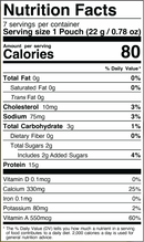 A nutrition facts label displays detailed information about a food product, including serving size, calories, and nutrient content such as fat, protein, and vitamins.