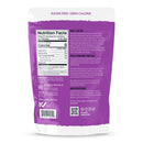A purple packaging labeled "Sugar Free | Zero Calorie" displays nutrition facts and ingredients for Lakanto Monkfruit Baking Sweetener, emphasizing its health benefits and historical background.