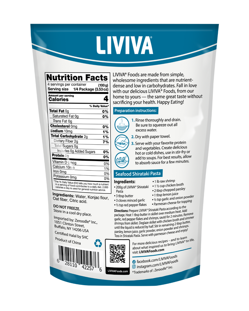 Liviva Organic Shirataki Pasta with Oat Fiber, 18.34 oz