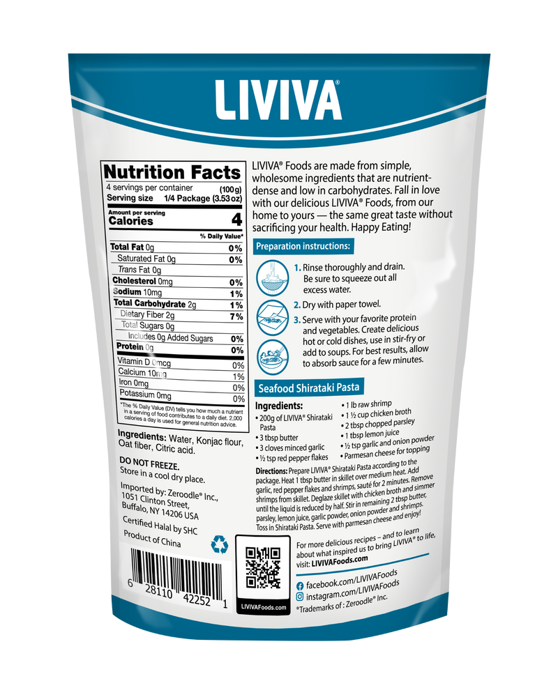 Liviva Organic Shirataki Pasta with Oat Fiber, 18.34 oz