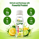 BariatricPal Lemon Lime Power Pro Shot with 30 grams of protein plus collagen in a 3.53-fluid-ounce serving.