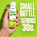 BariatricPal Lemon Lime Power Pro Shot with 30 grams of protein plus collagen in a 3.53-fluid-ounce serving.