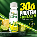 BariatricPal Lemon Lime Power Pro Shot with 30 grams of protein plus collagen in a 3.53-fluid-ounce serving.