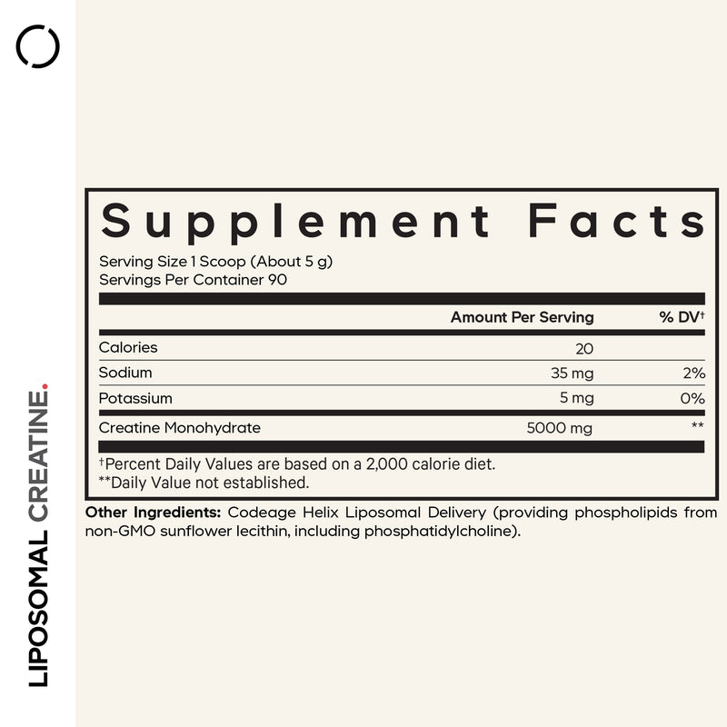 Liposomal Creatine Monohydrate Powder 5000 mg - Micronized Creatine Supplement by Codeage