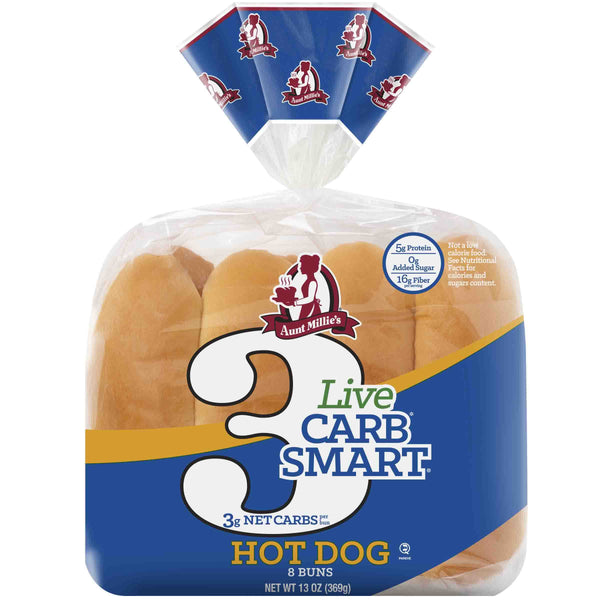 Aunt Millie's Live Carb Smart Hot Dog Bun, 8 buns