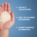 LIVIVA Original Shirataki Instant Rice, a lower-carb, lower-calorie rice alternative that is vegan, gluten-free, soy-free and non-GMO.