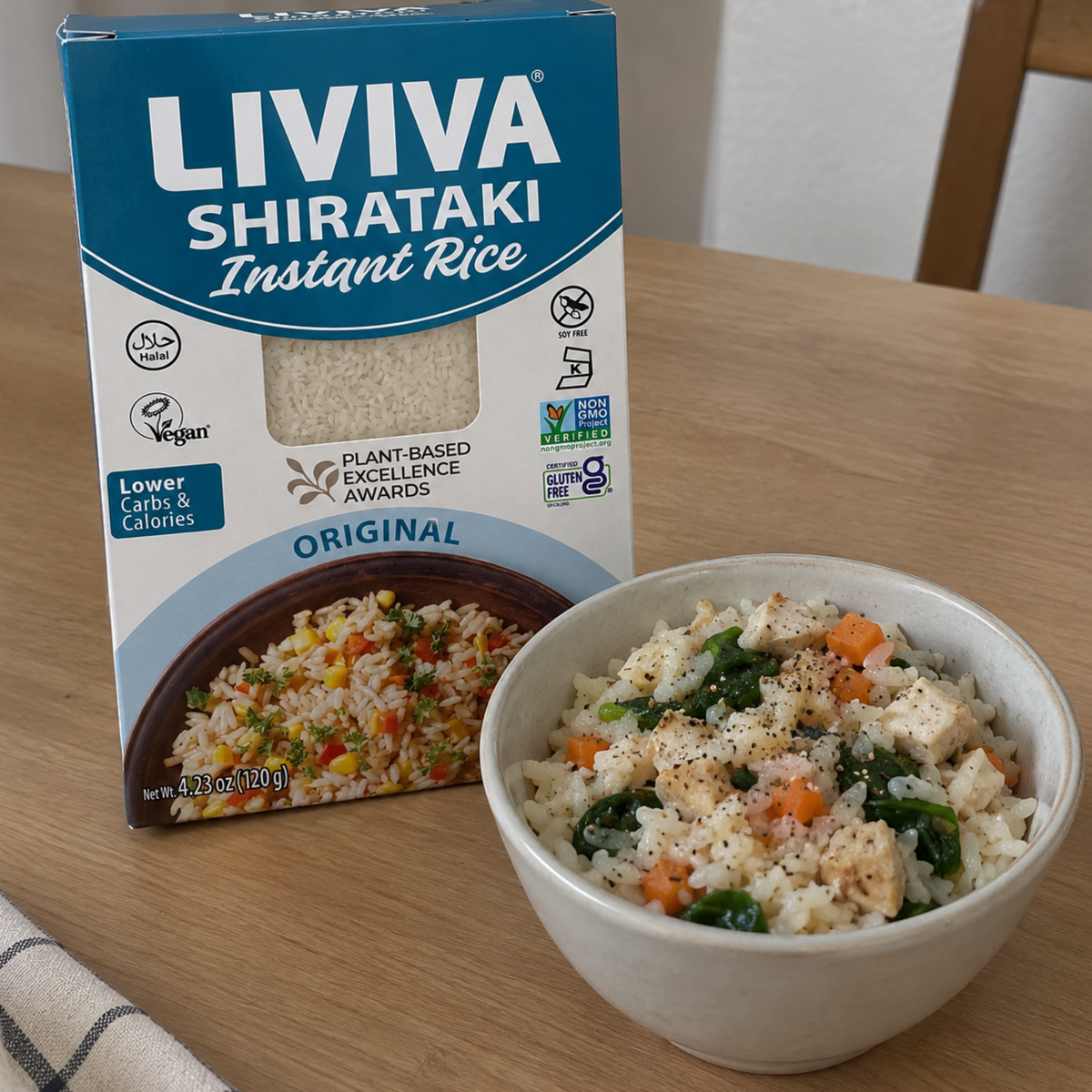 Liviva Dried Shirataki Instant Rice, One Box