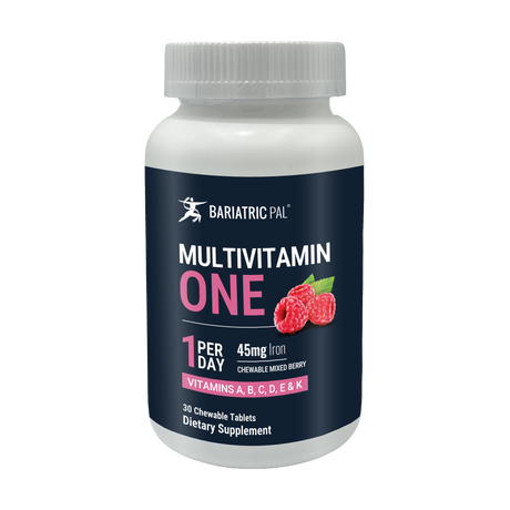 BariatricPal Multivitamin ONE – 1‑Per‑Day Chewable with 45mg Iron (Mixed Berry) - 30-Day Supply