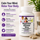 BariatricPal Magnesium Glycinate 400 mg supports calmness, sleep quality, stress management, and healthy muscle and nerve function. One vegetarian capsule daily; 90-count bottle.