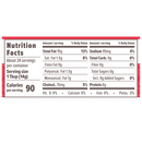 Nutrition facts label displaying serving size, calories, and detailed nutritional information including fats, sodium, carbohydrates, and protein for an unspecified food product.