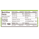 A nutrition facts label displays serving size, calories, and detailed nutritional information, including total fat, sodium, carbohydrates, and protein content per serving.