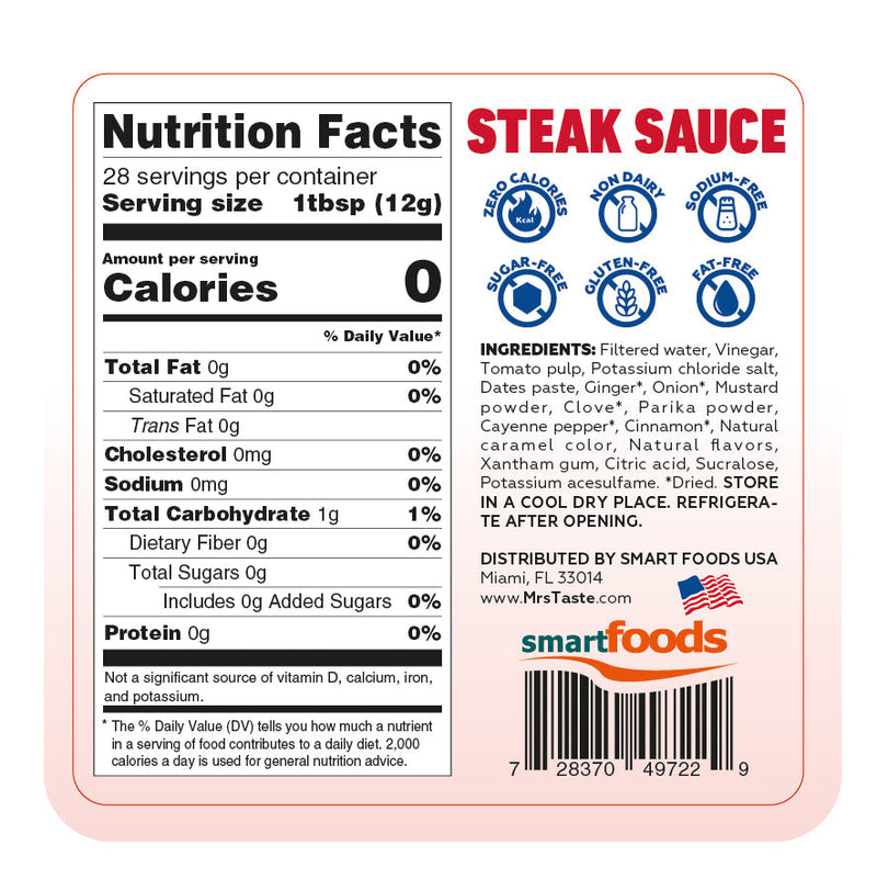 Mrs Taste Zero Calorie Steak Sauce 11 oz