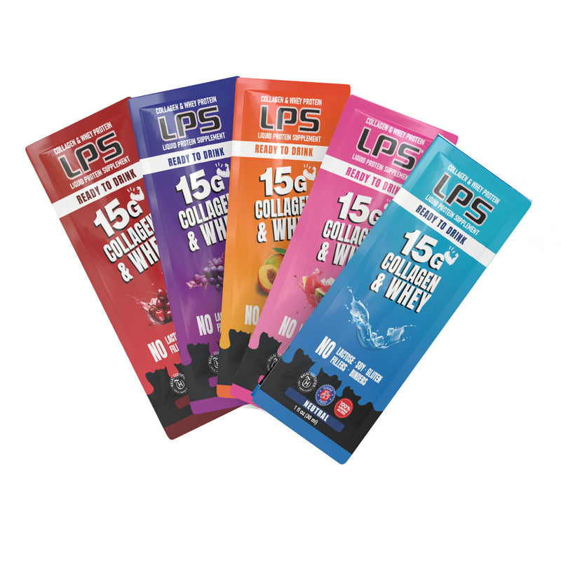 LPS Sugar Free® Collagen & Whey Liquid Protein Supplement by Nutritional Designs 1 oz Packets Variety Pack - 30 Count