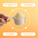 Nature’s Research Whey Protein delivers 24g of protein for 120 calories per scoop, with just 3g of carbs and 1g of sugar.