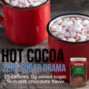 Nestlé Zero Added Sugar Rich Milk Chocolate Hot Cocoa Mix with creamy chocolate flavor and 0 grams of added sugar per serving.