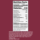 A nutrition facts label displays information for a food product, detailing serving size, calories, fat, protein, and ingredients, including beef and ostrich, with allergens noted as wheat and soy.