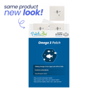 Omega 3 Patch packaging with 'same product new look' text 