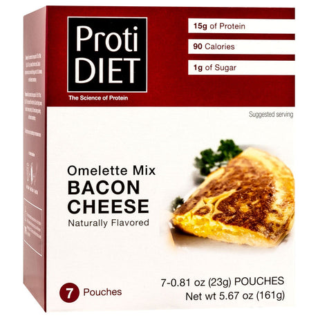 Proti Diet Mezcla para Omelette de Proteína con Tocino y Queso, 7 Sobres - Paquete de 1 unidad