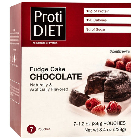 Proti Diet Préparation pour Gâteau Protéiné, Fudge au Chocolat, 7 Sachets - Lot de 1