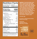 Nutrition facts label for a pastry, detailing calories, serving size, ingredients, and nutritional content, including protein, carbohydrates, and dietary fiber, with a gluten-free note.