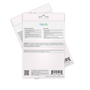 The back of a PatchAid product package displays usage instructions, ingredients, and cautionary notes, featuring a clean design with a barcode and a QR code for additional information.
