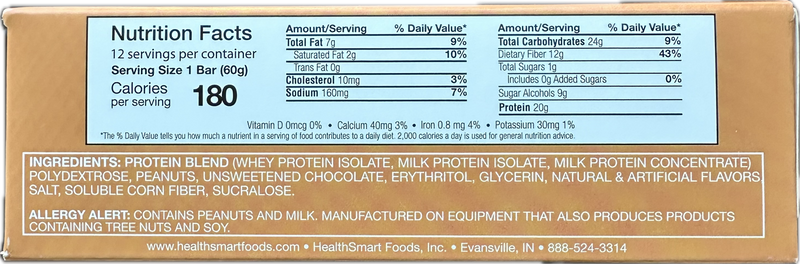 Healthsmart At Last! Uncoated Protein Bars