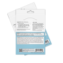 The image shows the back of a skincare product package with instructions for use, ingredient list, and cautionary notes, designed for applying a patch daily to the skin.