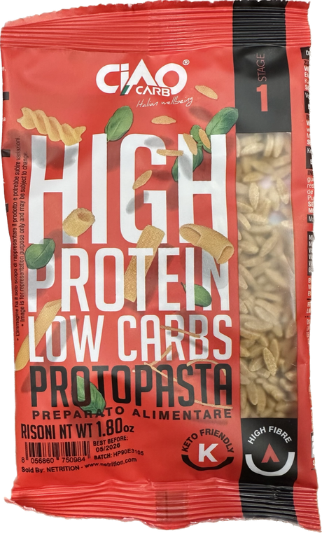 Ciao Carb Proto Pasta Risoni (Orzo) - 50 g (1.8 oz) / Una bolsa