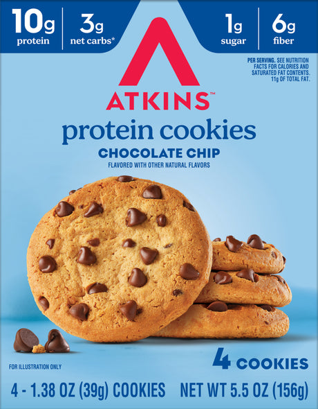 Atkins Nutritionals Snack Protein Cookies (4 cookies) - Chocolate Chip / One Box
