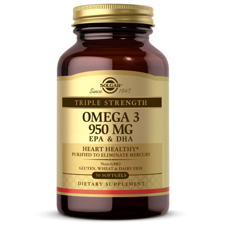 Solgar Triple Concentración Omega-3 950 mg - 50 cápsulas blandas (LIQUIDACIÓN: Consumir preferentemente antes del 31 de julio de 2026)