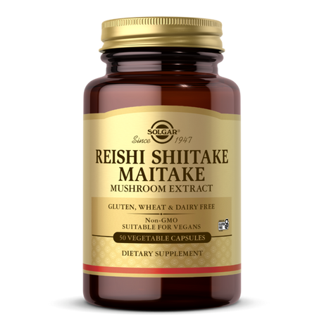 Extracto de hongos Reishi Shiitake Maitake de Solgar (OFERTA: Consumir preferentemente antes del 31 de octubre de 2026)