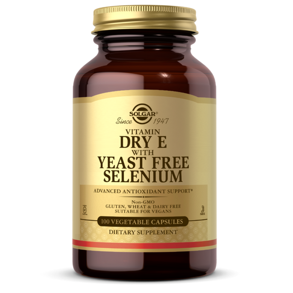 Solgar® Dry Vitamin E with Yeast-Free Selenium Vegetable Capsules