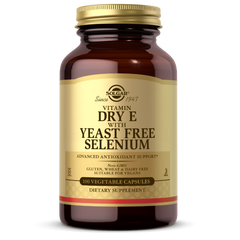 Solgar Dry Vitamin E with Yeast-Free Selenium Vegetable Capsules (CLEARANCE: Best by May 31, 2026)