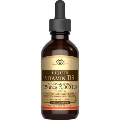 Solgar Vitamina D3 Líquida (Colecalciferol) 125mcg (5.000 UI) – Sabor Naranja Natural