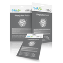 Three packages of "Simply Iron Patch" by PatchAid are displayed, featuring a dark background, a hexagonal iron symbol, and text highlighting the product's benefits, including plant-based iron and antioxidant vitamin C.