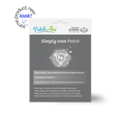 A product packaging for Simply Iron Patch by PatchAid, featuring a hexagonal iron symbol, highlights its bioavailable, plant-based iron content and benefits, including antioxidant vitamin C and support for healthy red blood cells.