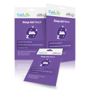 Three packages of PatchAid Sleep Aid Patches are displayed, featuring a purple background, sleep-related graphics, and text highlighting non-habit forming ingredients for natural sleep support.