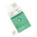 A box of melatonin-free sleep aid patches for kids and adults is displayed, featuring a green design with a crescent moon and stars, and includes a brief description of its benefits.